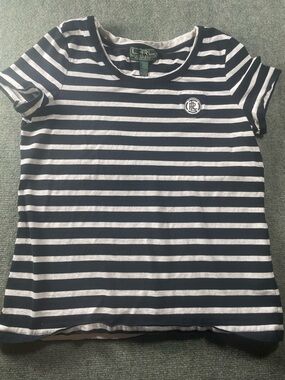 Lauren Ralph Lauren Navy & White Horizontal Stripe Short Sleeve Tee